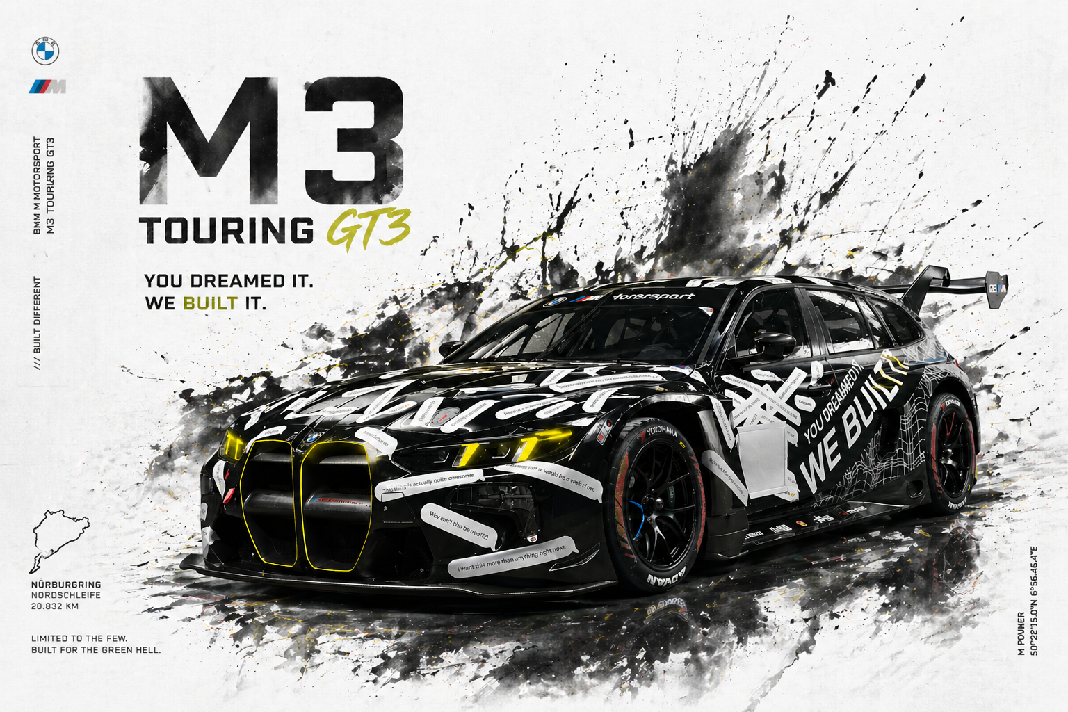 白色 BMW M3 Touring 24H 横版海报