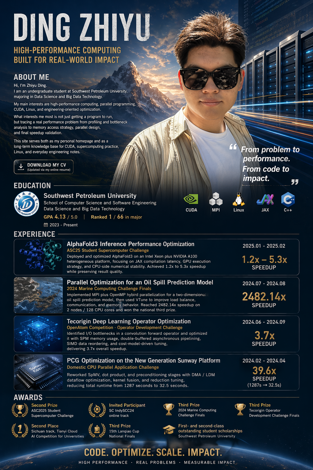 gpt-image-2 生成的 Ding Zhiyu HPC 简历海报